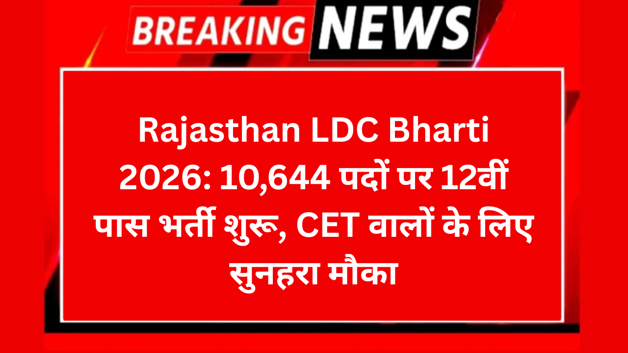 Rajasthan LDC Bharti 2026 Notification: 12वीं पास के लिए 10,644 पदों पर एलडीसी भर्ती शुरू