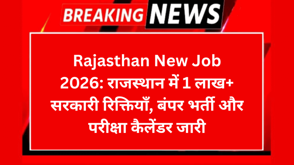 Rajasthan New Job 2026: राजस्थान में 1 लाख+ सरकारी रिक्तियाँ, बंपर भर्ती और परीक्षा कैलेंडर जारी